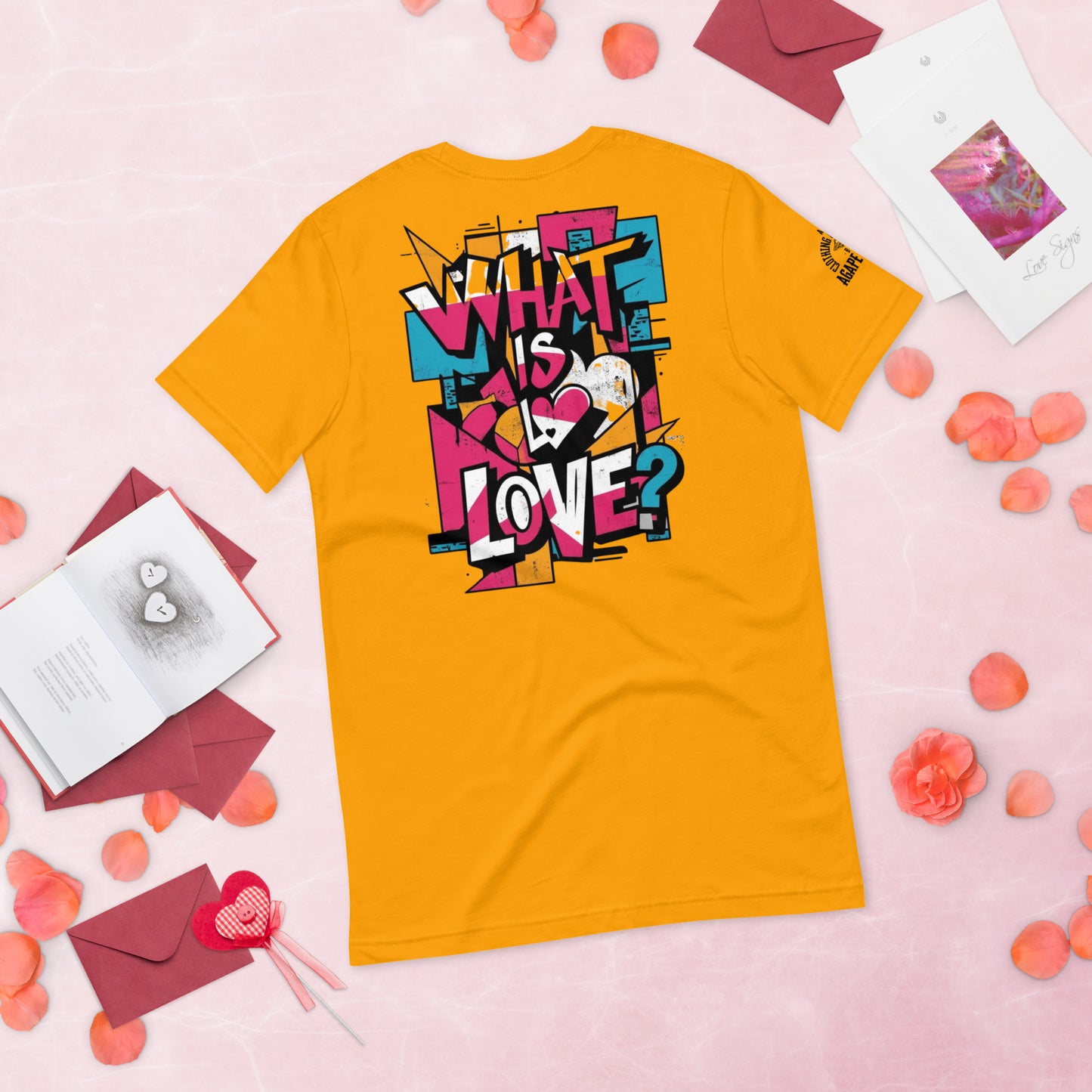What Is Love tee by Agape Seven – bold and clean