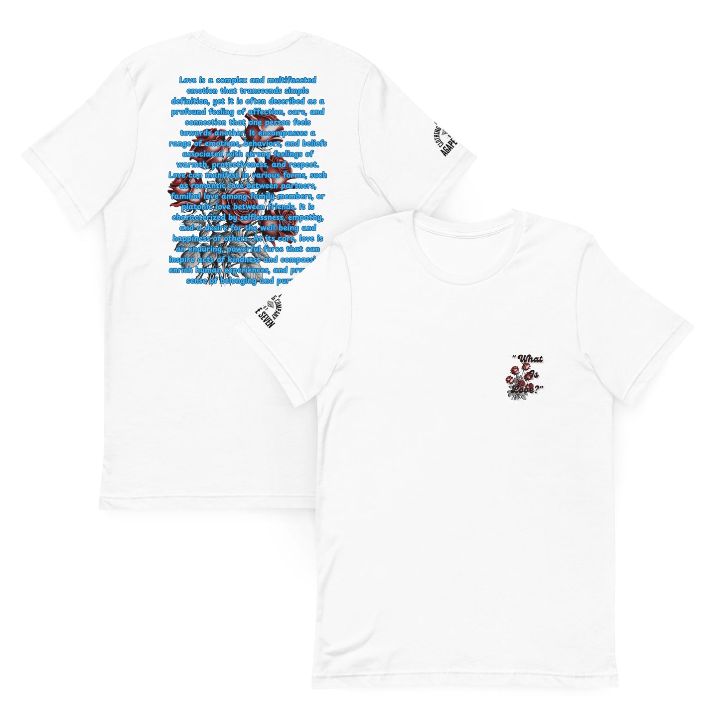 Faith-driven tee – What Is Love by Agape Seven