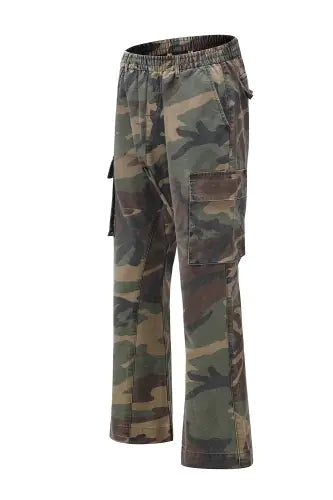 Men's Slim Fit Camouflage Cargo Flare Pants - Agape Seven Clothing Company
