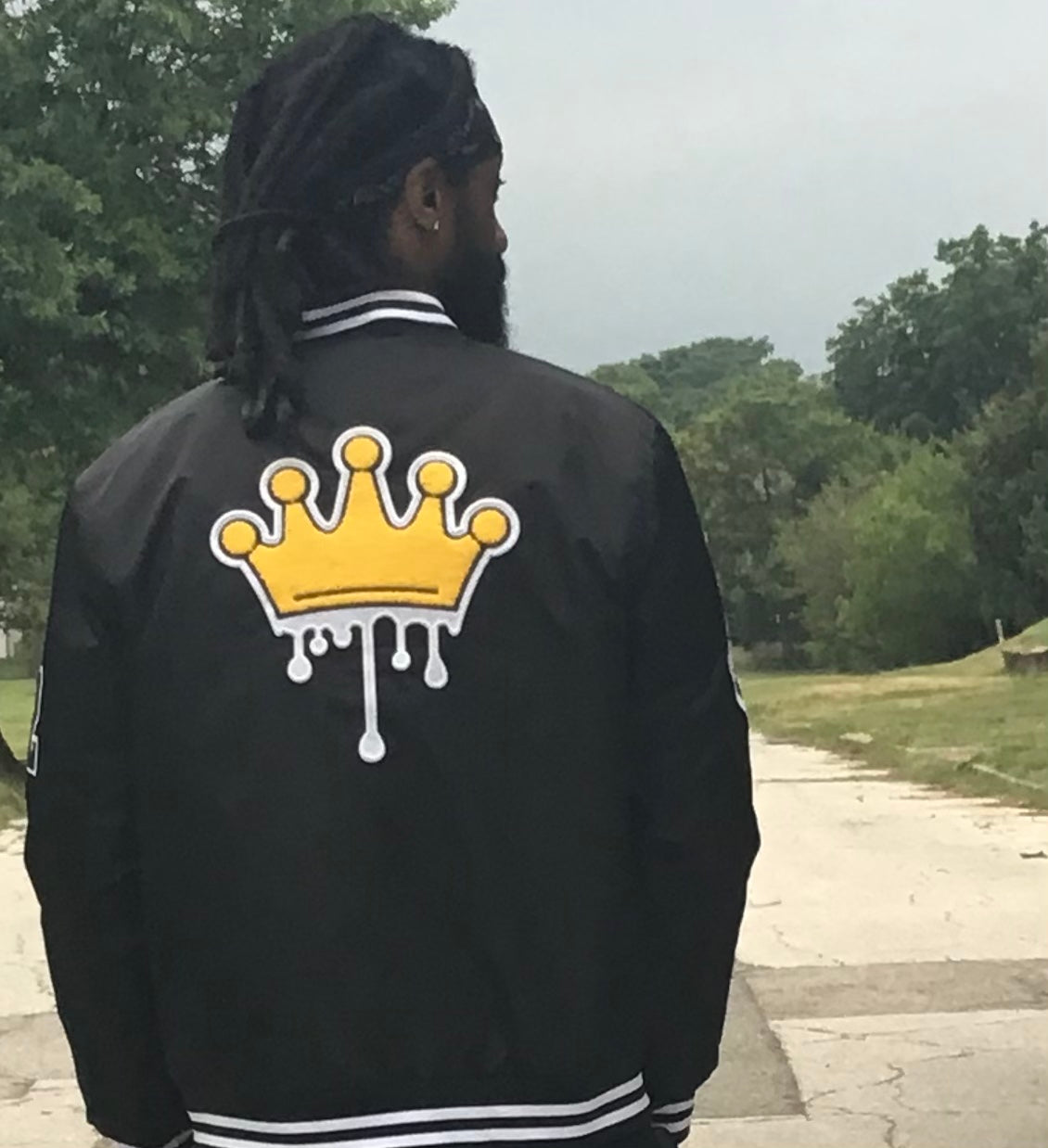 Crown drip letterman jacket - Agape Seven Clothing Company