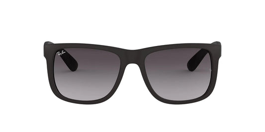 Ray-Ban RB4165 Justin Rectangular Sunglasses Rubber Black/Light Grey Gradient Dark Grey 51 mm - Agape Seven Clothing Company