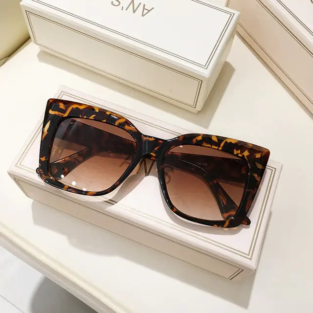 Rectangle Big Frame Cat Eye Sunglasses - Agape Seven Clothing Company