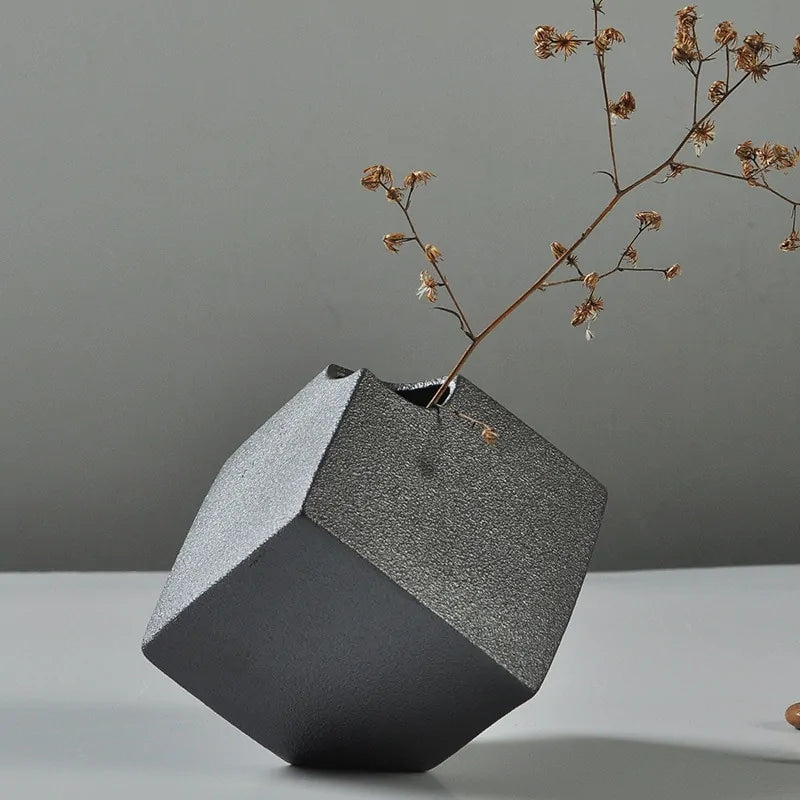 Frosted Black Ceramic Vases - Agape Seven Clothing Company