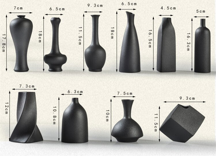 Frosted Black Ceramic Vases - Agape Seven Clothing Company