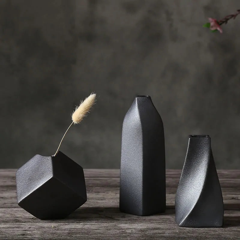 Frosted Black Ceramic Vases - Agape Seven Clothing Company