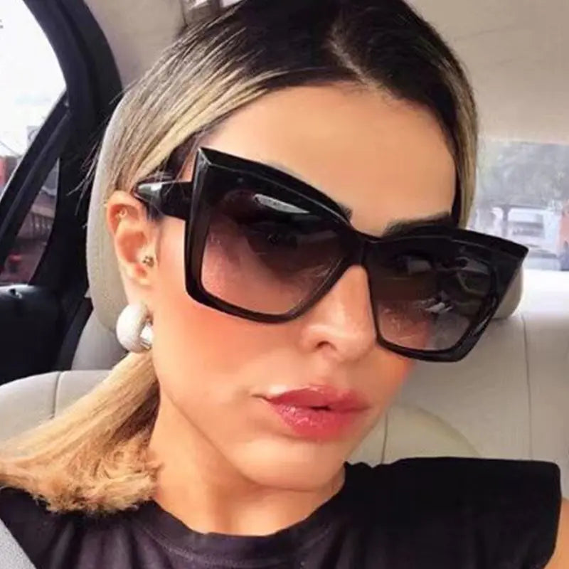Rectangle Big Frame Cat Eye Sunglasses - Agape Seven Clothing Company