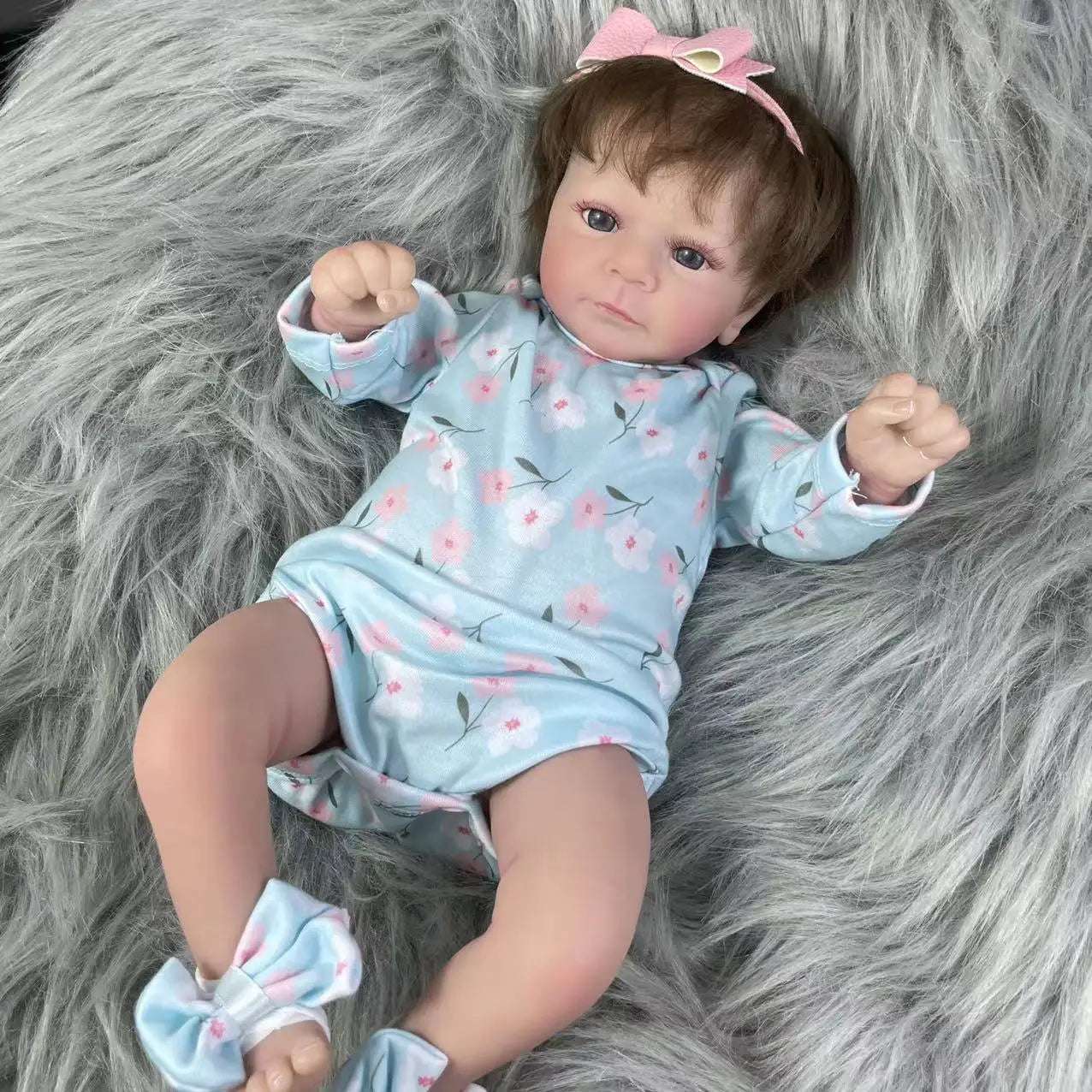 18Inch Already Finished Reborn Baby Doll Felicia Adorable Girl Lifelike Doll 3D Skin Tone Veins Doll Gift With Doll Accessories - Agape Seven Clothing Company