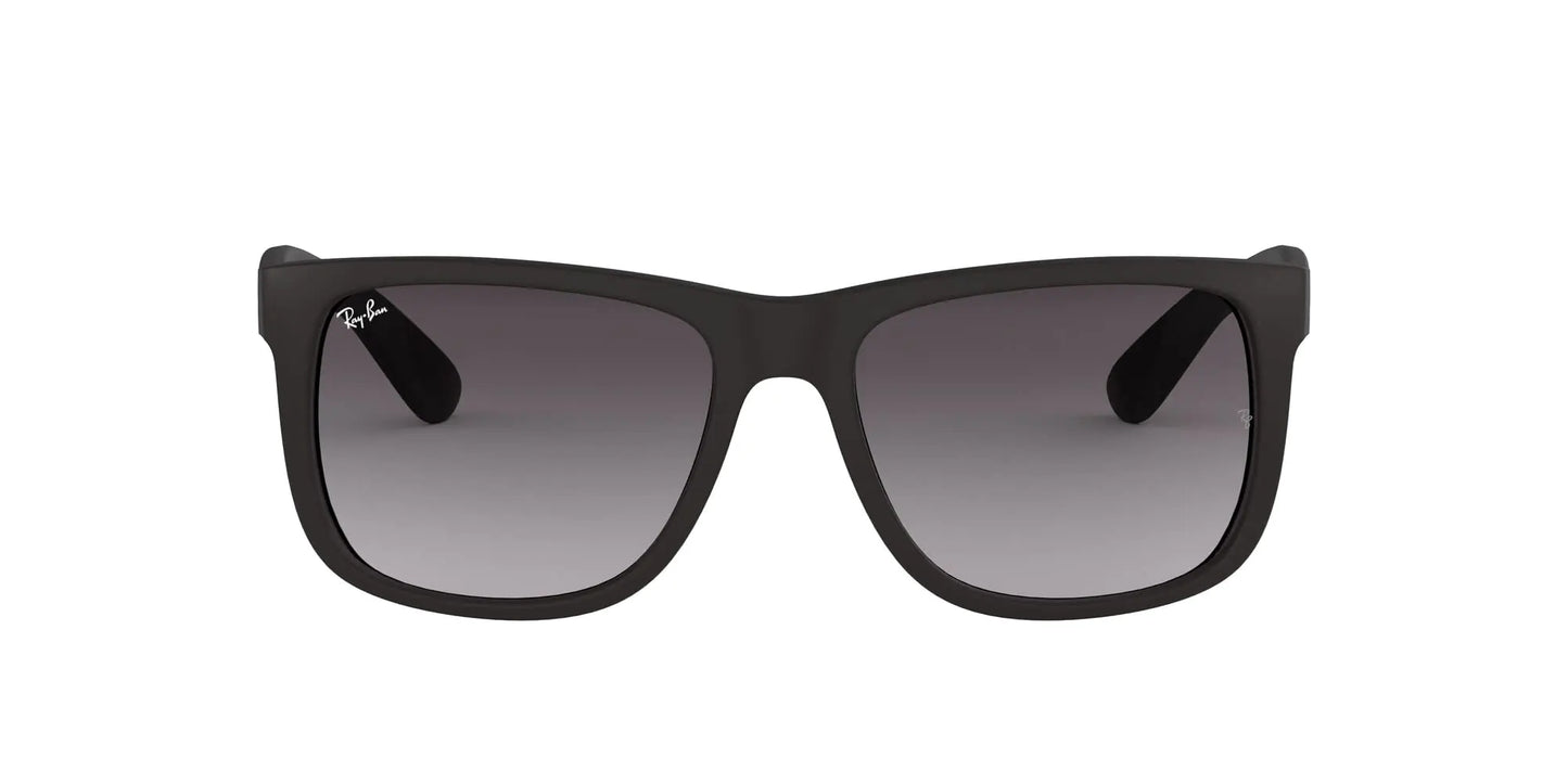 Ray-Ban RB4165 Justin Rectangular Sunglasses Rubber Black/Light Grey Gradient Dark Grey 51 mm - Agape Seven Clothing Company