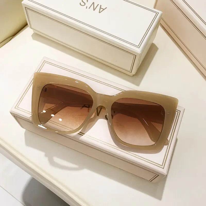 Rectangle Big Frame Cat Eye Sunglasses - Agape Seven Clothing Company