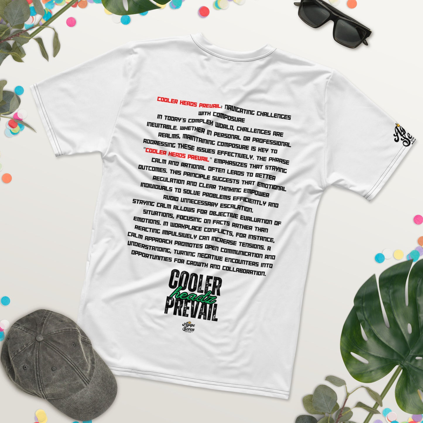 Agape Seven graphic tee – Cooler Heads Prevail message
