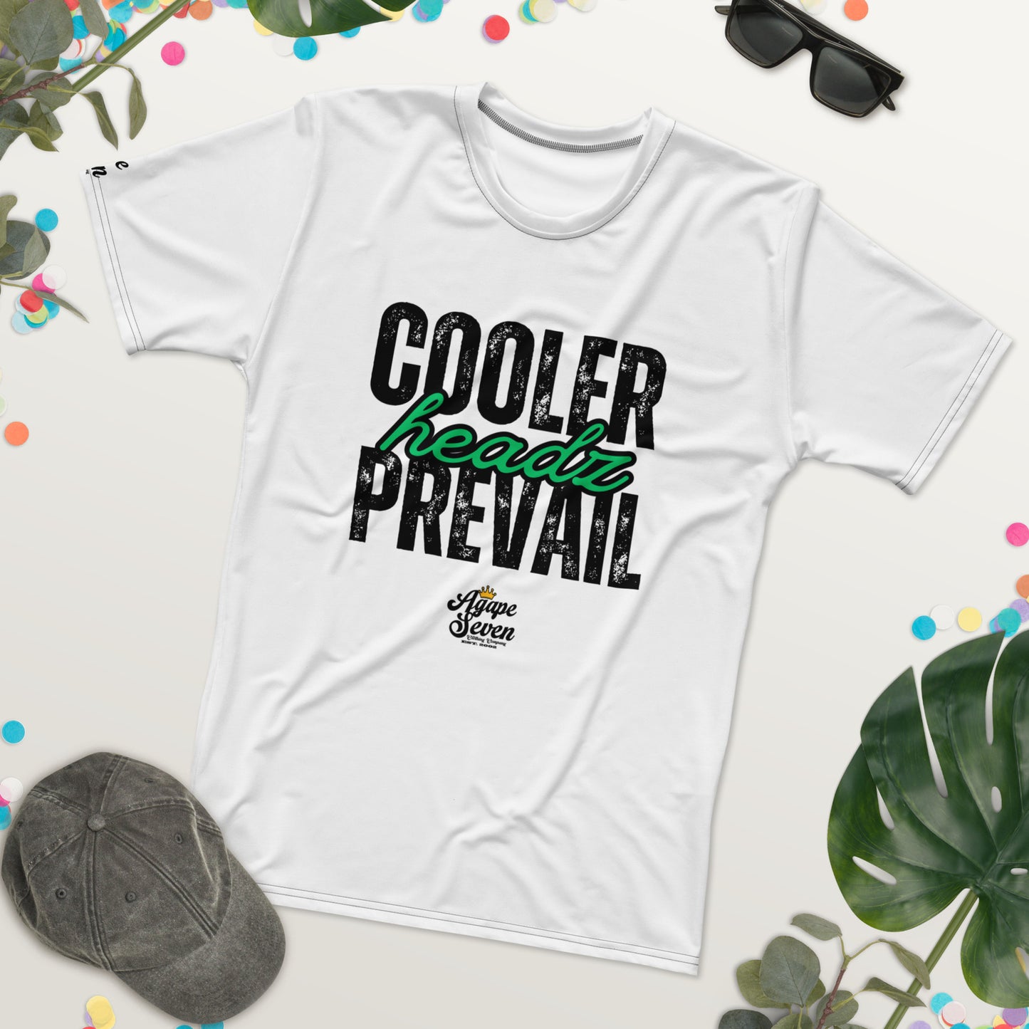 Agape Seven graphic tee – Cooler Heads Prevail message