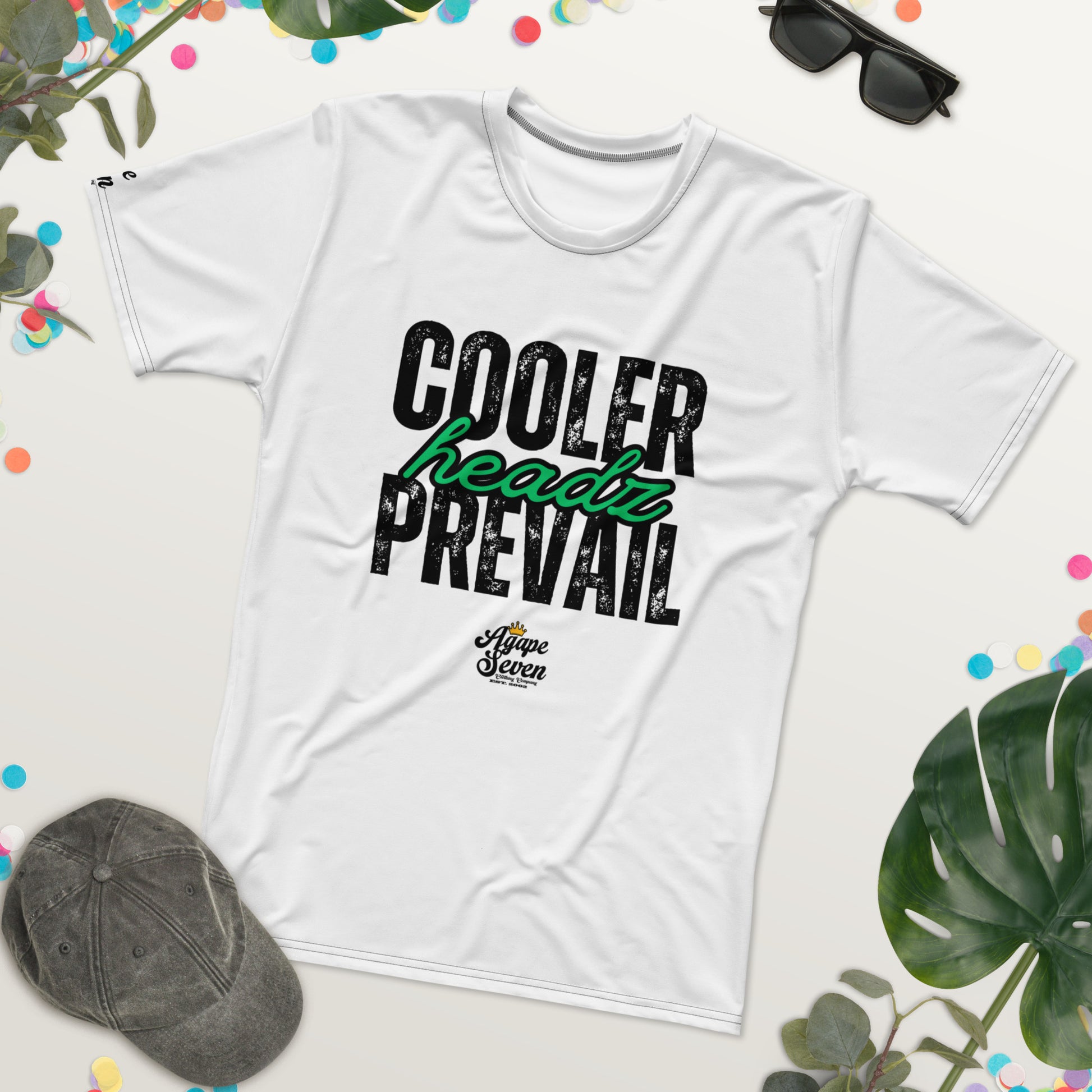 Agape Seven graphic tee – Cooler Heads Prevail message