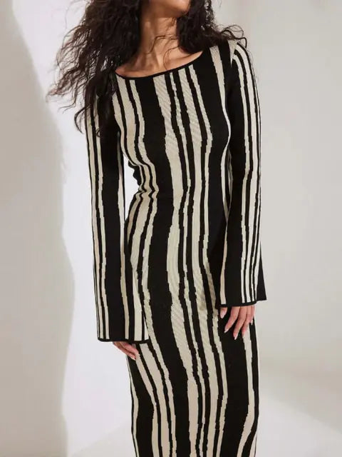 O-neck Flare Sleeve Maxi Dress - Agape Seven Clothing Company