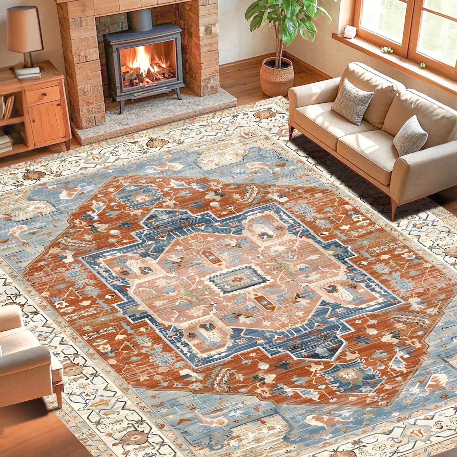 JUIKURY 8x10 Area Rugs for Living Room Washable Rug - Stain Resistant Non-Slip Backing Rugs for BedroomUltra-Thin Vintage Large Area Rug Modern Fuzzy Rug - Agape Seven Clothing Company