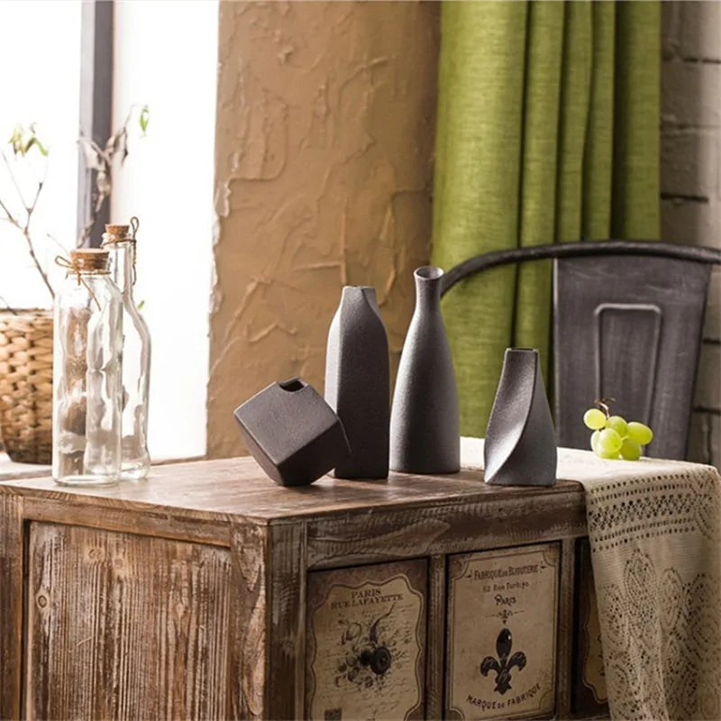 Frosted Black Ceramic Vases - Agape Seven Clothing Company