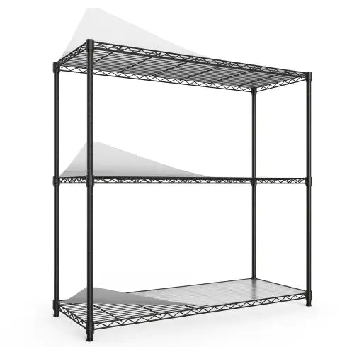 3 Tier Wire Shelving Unit, 1050 LBS NSF Height Adjustable Metal Garage Storage Shelves, Heavy Duty Storage Wire Rack Metal Shelves - Black - Agape Seven Clothing Company