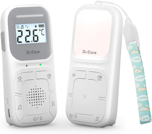 Dr.Care NeoGo Portable Baby Audio Monitor and Sound Machine | Baby Sleep Soother | Travel | Registry Gift with 1000ft Range Two-Way Talk VOX Nightlight 8 Lullabies and Vibrating Sound Alert - Agape Seven Clothing Company