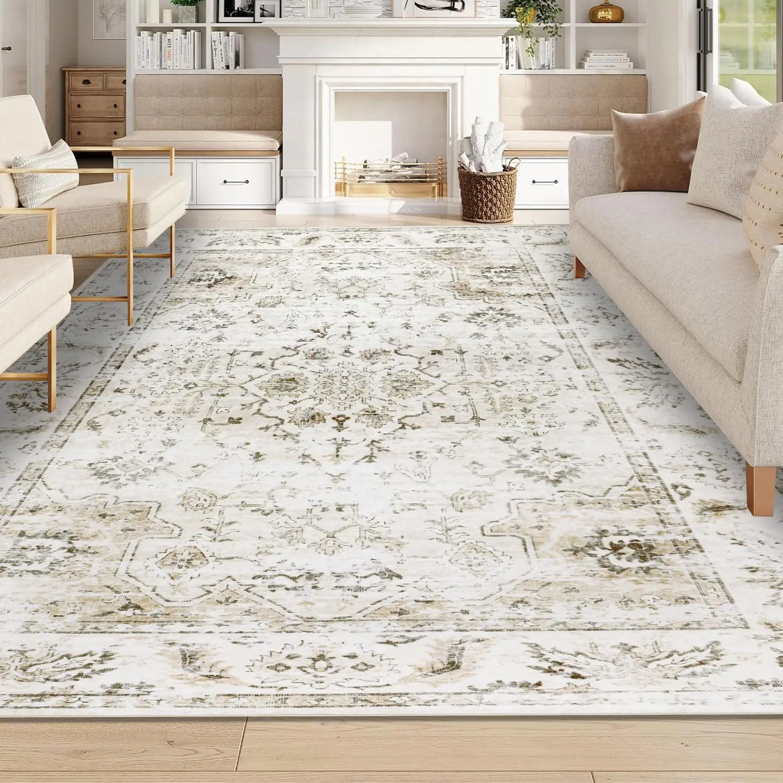 Homcomoda Washable Area Rugs 8x10 Distressed Area Rugs for Living Room Non Slip Printed Floor Carpets for Living Room Bedrom Dining Room - Agape Seven Clothing Company