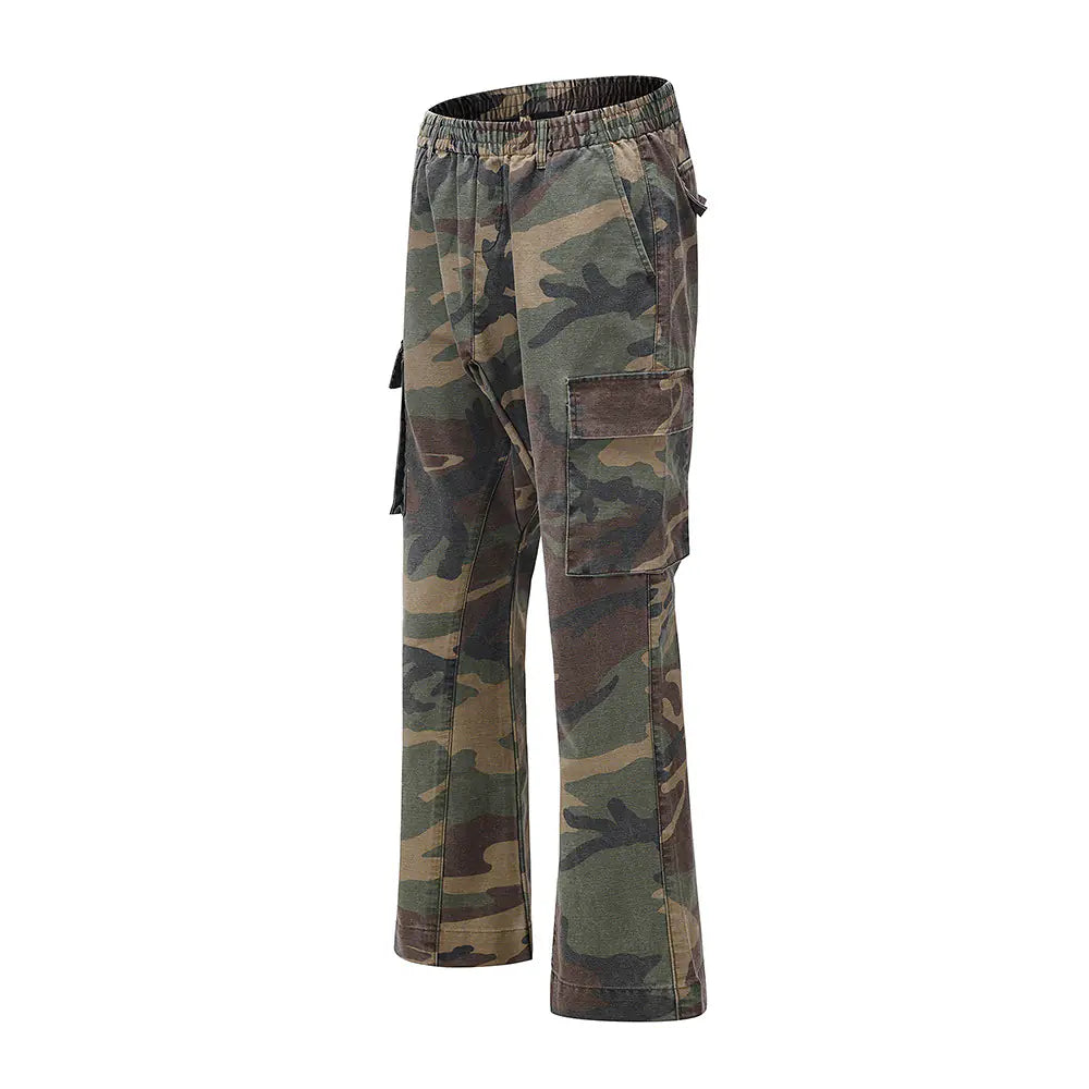 Men's Slim Fit Camouflage Cargo Flare Pants - Agape Seven Clothing Company