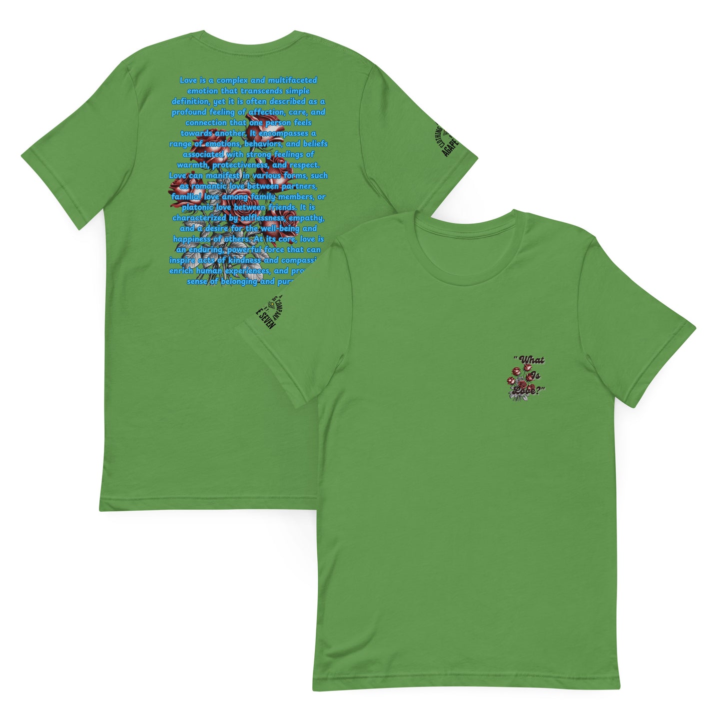 Faith-driven tee – What Is Love by Agape Seven