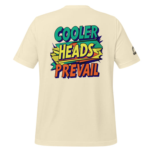 Cooler Heads Prevail tee by Agape Seven, bold custom streetwear