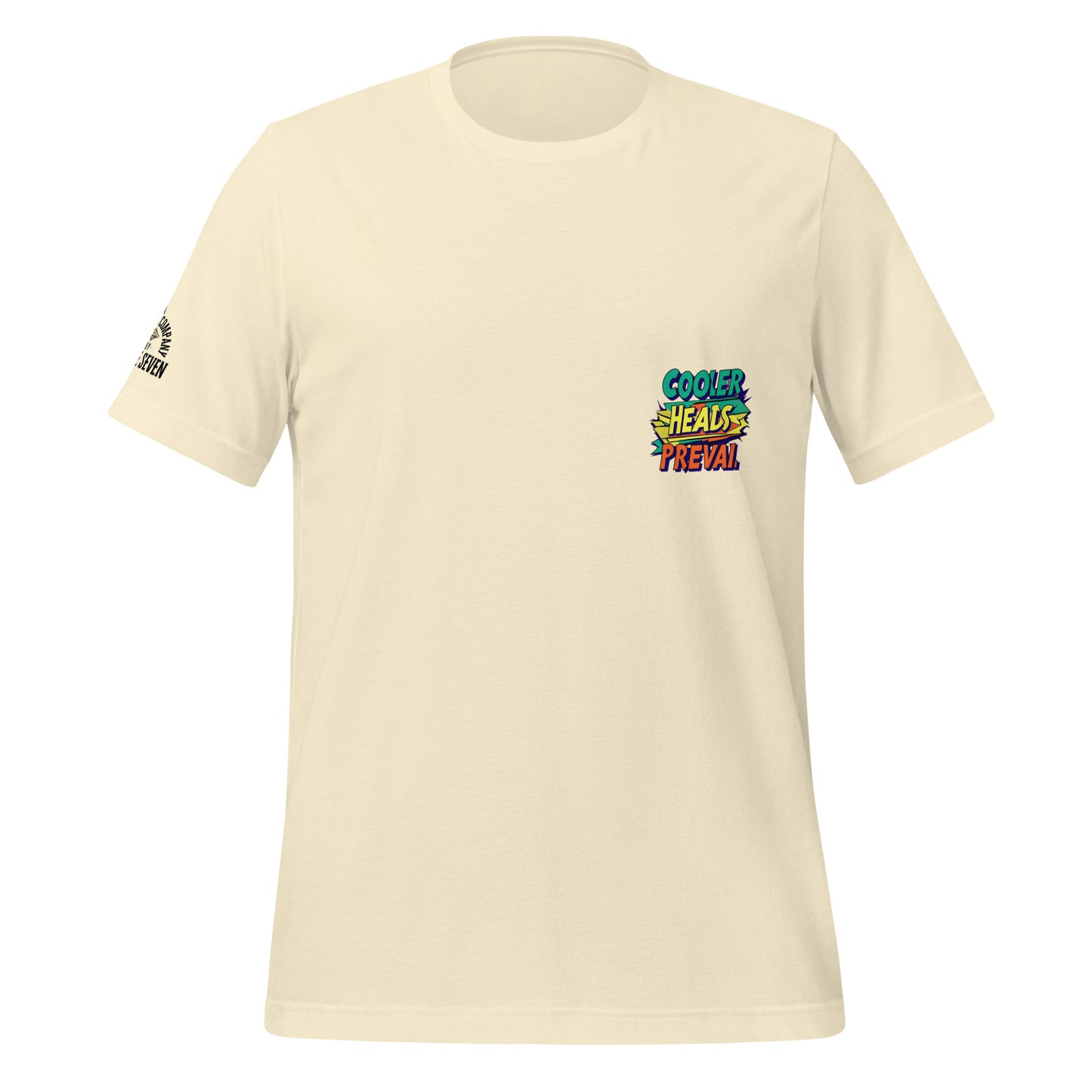 Cooler Heads Prevail tee by Agape Seven, bold custom streetwear