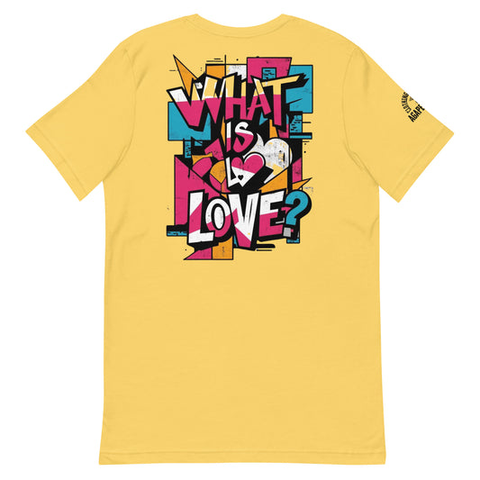 What Is Love tee by Agape Seven, thoughtful minimalist design