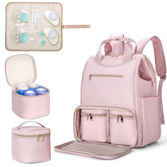 Fasrom Wearable Breast Pump Bag Backpack with Cooler and Pump Tote Bag Compatible with Elvie Momcozy Hands Free Pumps and Medela Pump in Style Pink (Patent Design) - Agape Seven Clothing Company